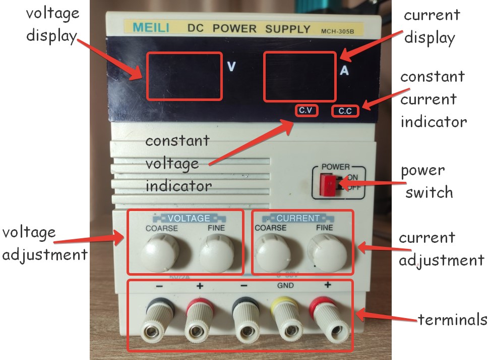 lab power supply controls