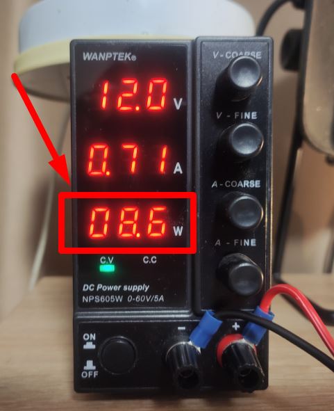 electric power on a power supply's display