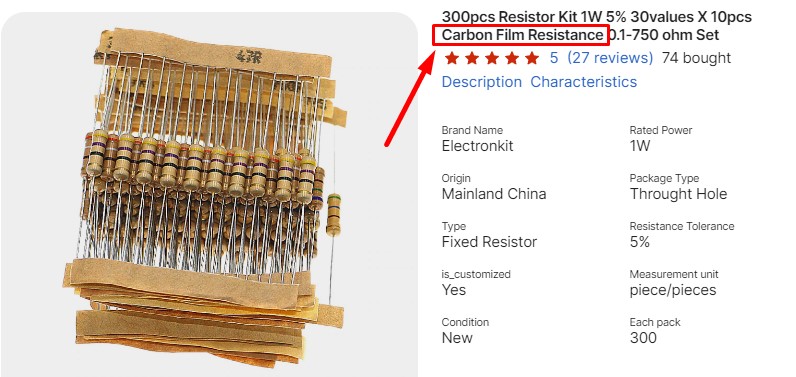 carbon film resistor kit