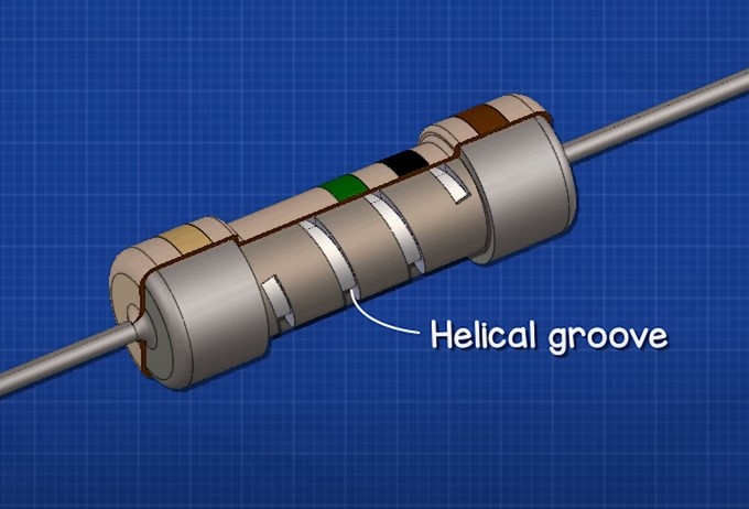 helical groove on carbon film resistor