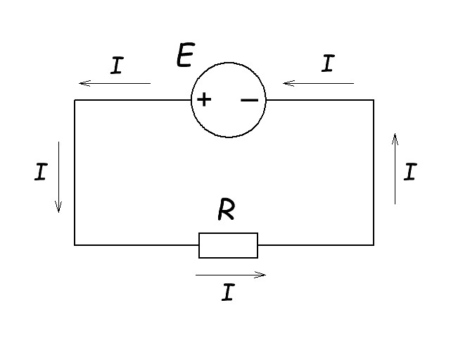 resistor connected to the voltage source